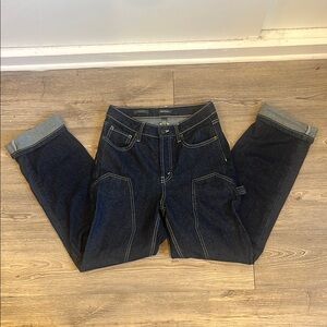 Dark Denim, High Waisted, Straight Jeans